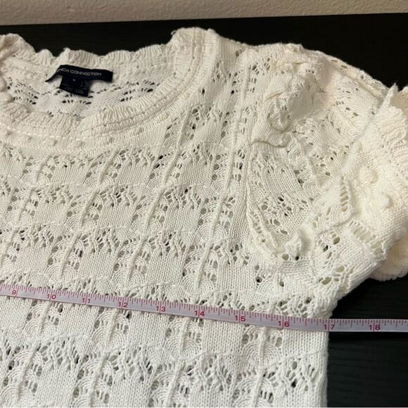 ✨ French Connection Women’s White Open Knit Sweater Top Large - Picture 10 of 11